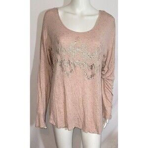 Apt. 9 Blush Pink Charcoal Speckled Long Sleeve Top - Size XL